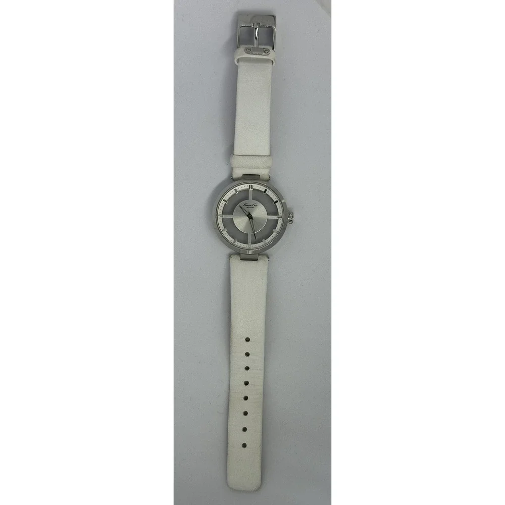 Kenneth Cole NY Womens Watch Transparent Dial KC 2609‎ Leather Signature Band Z